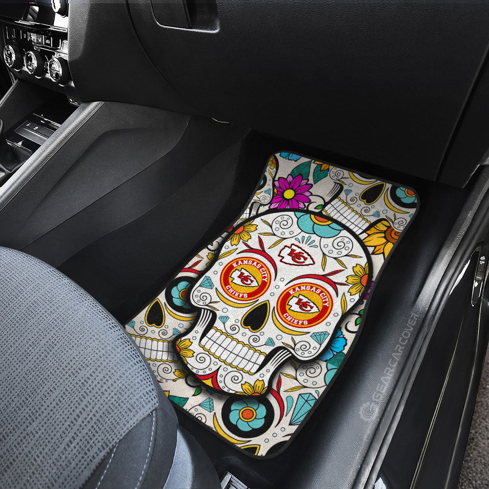 Kansas City Chiefs Car Floor Mats Custom Sugar Skull Car Accessories - Gearcarcover - 3