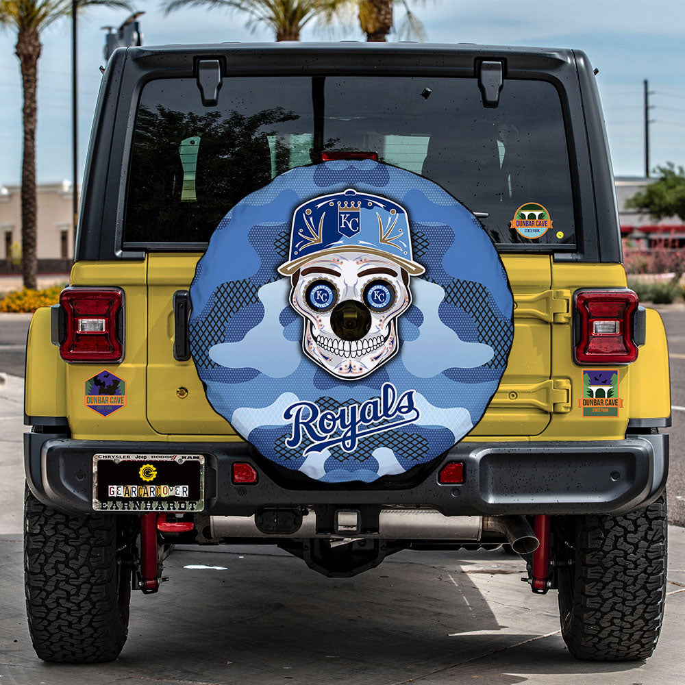 Kansas City Royals Spare Tire Covers Camera Hole Skull Theme Collection - Gearcarcover - 3