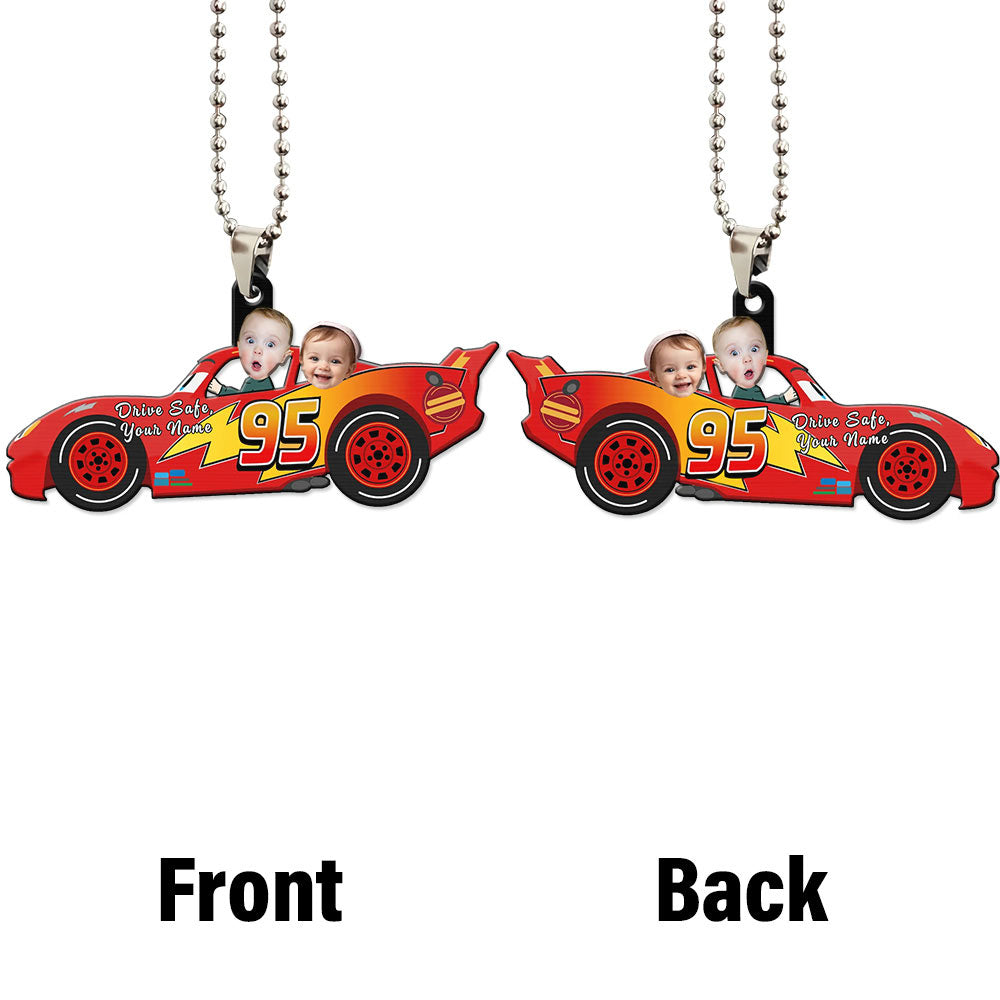 Lightning McQueen Ornament Personalized Baby Face Collection - Gearcarcover - 4
