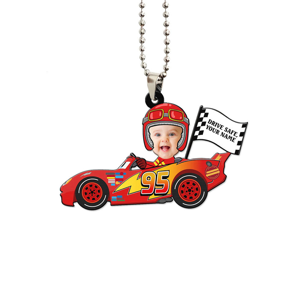 Lightning McQueen Ornament Personalized Baby With Helmet Collection - Gearcarcover - 2