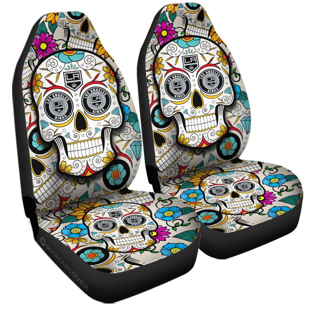 Los Angeles Kings Car Seat Covers Custom Sugar Skull Car Accessories - Gearcarcover - 3