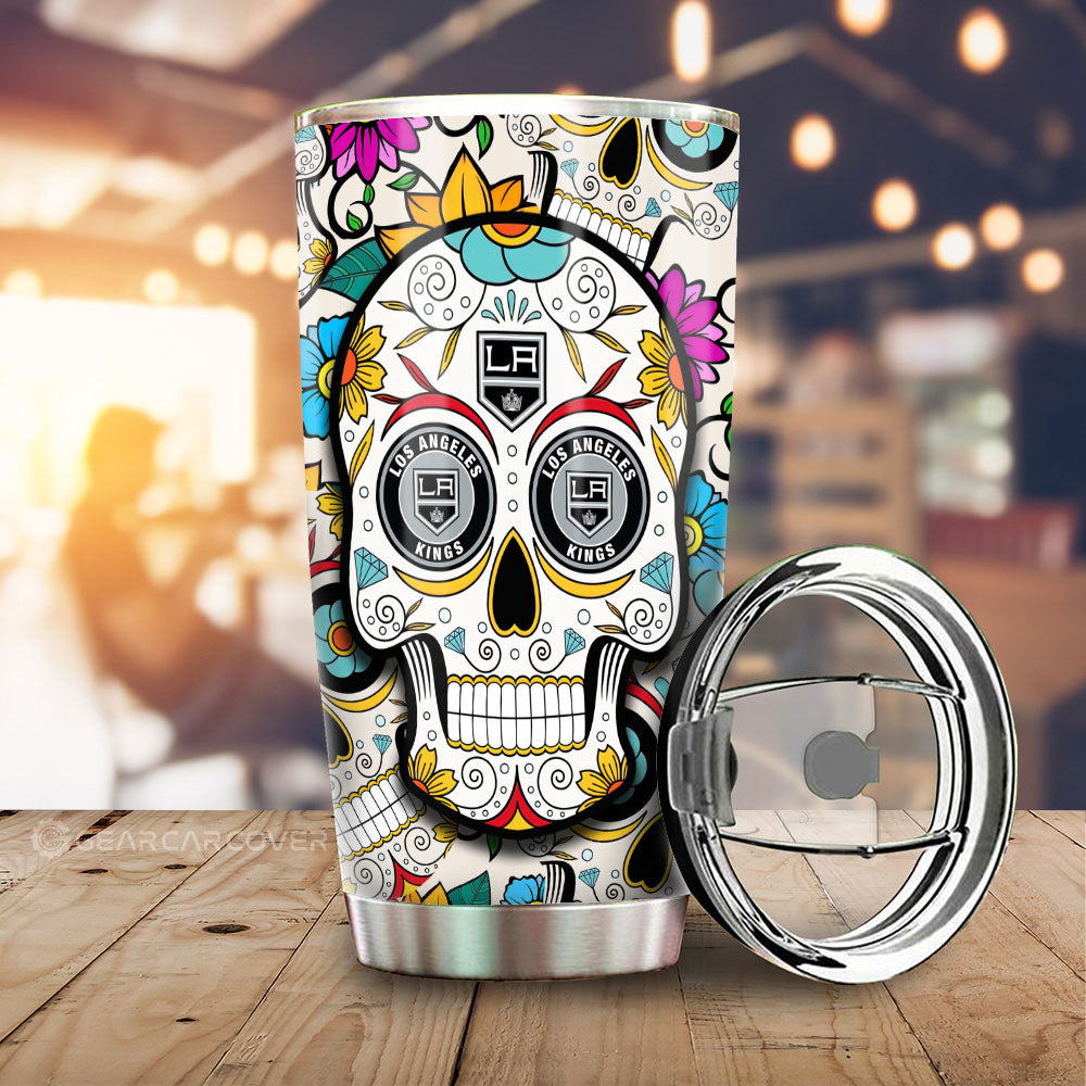 Los Angeles Kings Tumbler Cup Custom Sugar Skull Car Accessories - Gearcarcover - 1