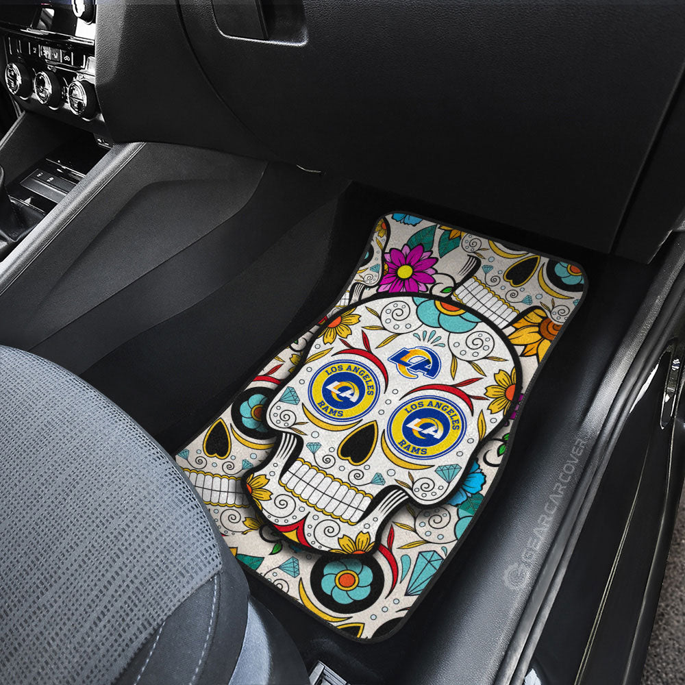 Los Angeles Rams Car Floor Mats Custom Sugar Skull Car Accessories - Gearcarcover - 3