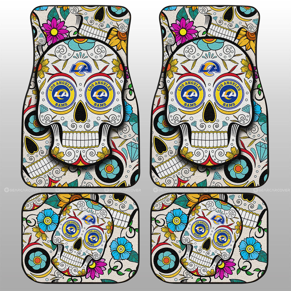 Los Angeles Rams Car Floor Mats Custom Sugar Skull Car Accessories - Gearcarcover - 1
