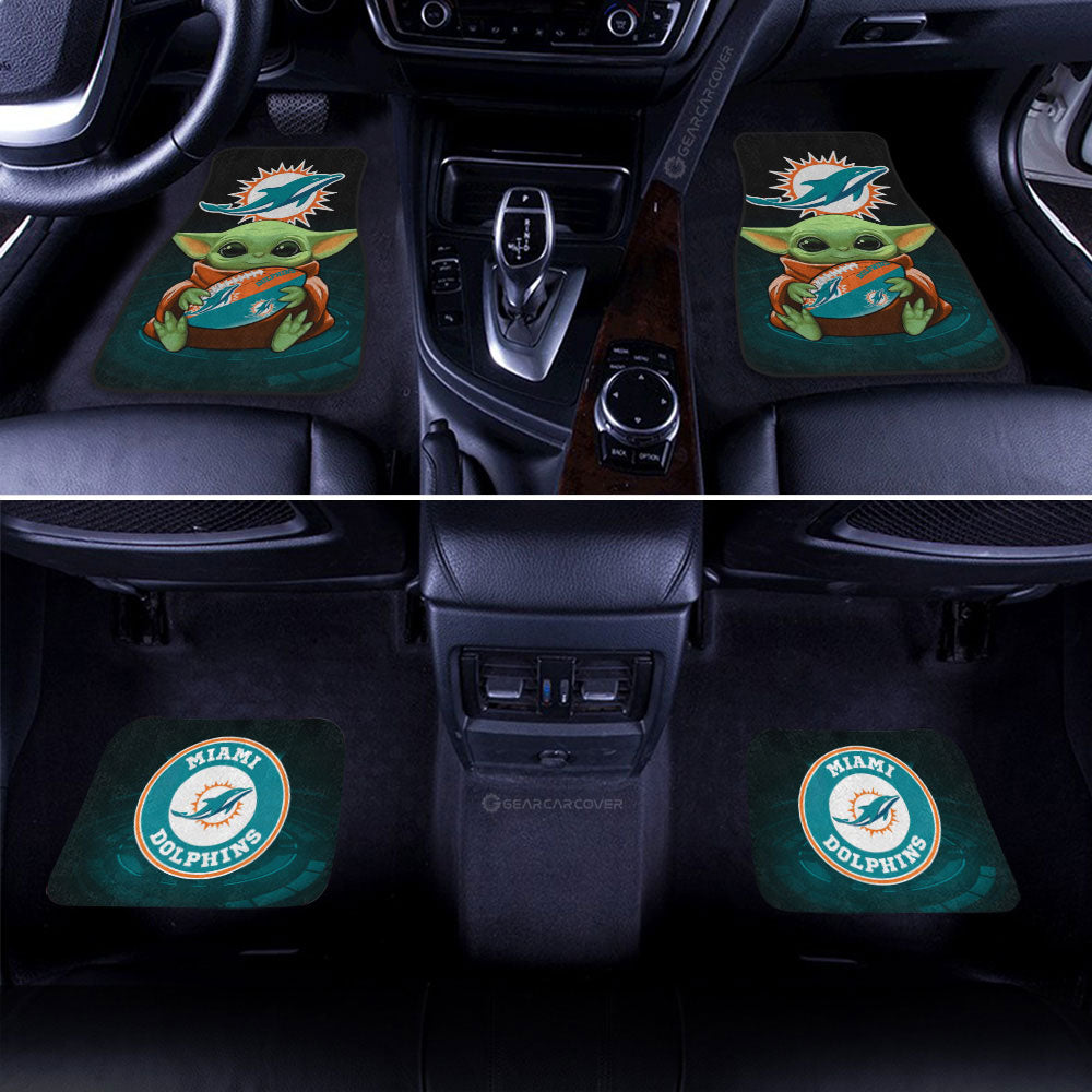 Miami Dolphins Car Floor Mats Baby Yoda Car Accessories For Fan - Gearcarcover - 2
