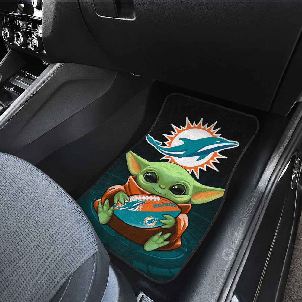 Miami Dolphins Car Floor Mats Baby Yoda Car Accessories For Fan - Gearcarcover - 3