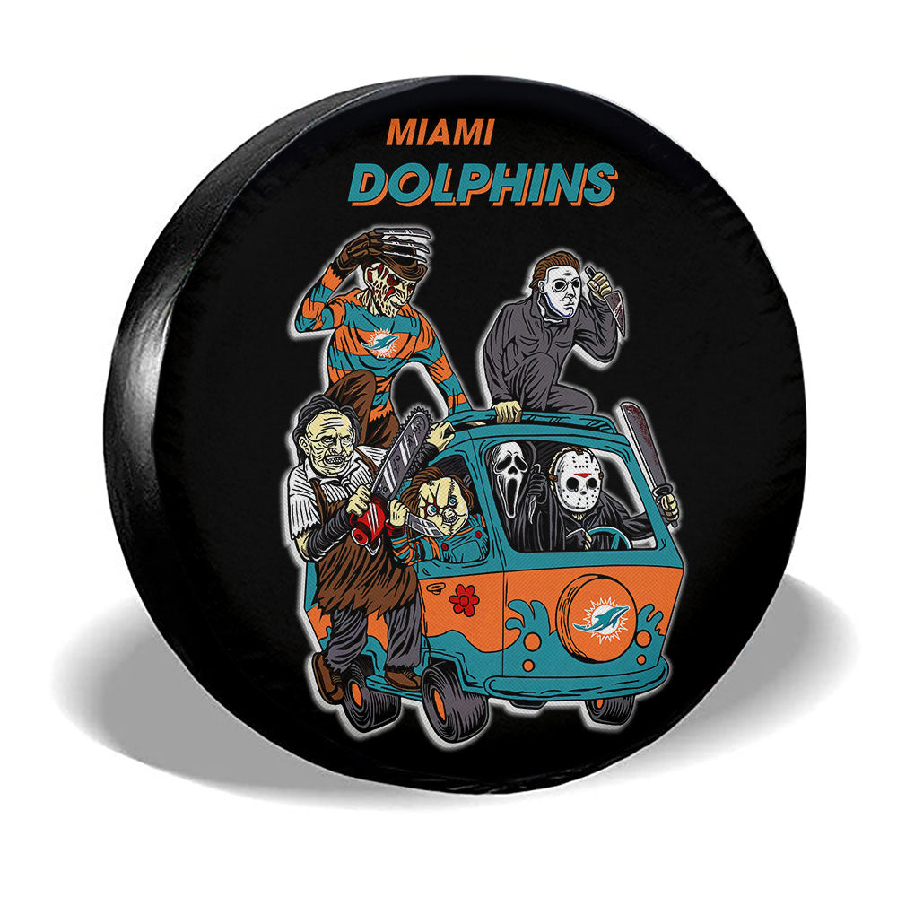Miami Dolphins Spare Tire Covers Horror Characters Car Accessories - Gearcarcover - 3
