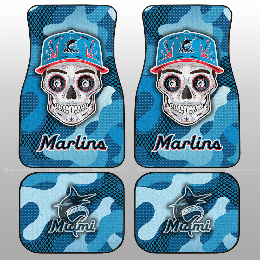 Miami Marlins Car Floor Mats Skull Theme Collection - Gearcarcover - 1