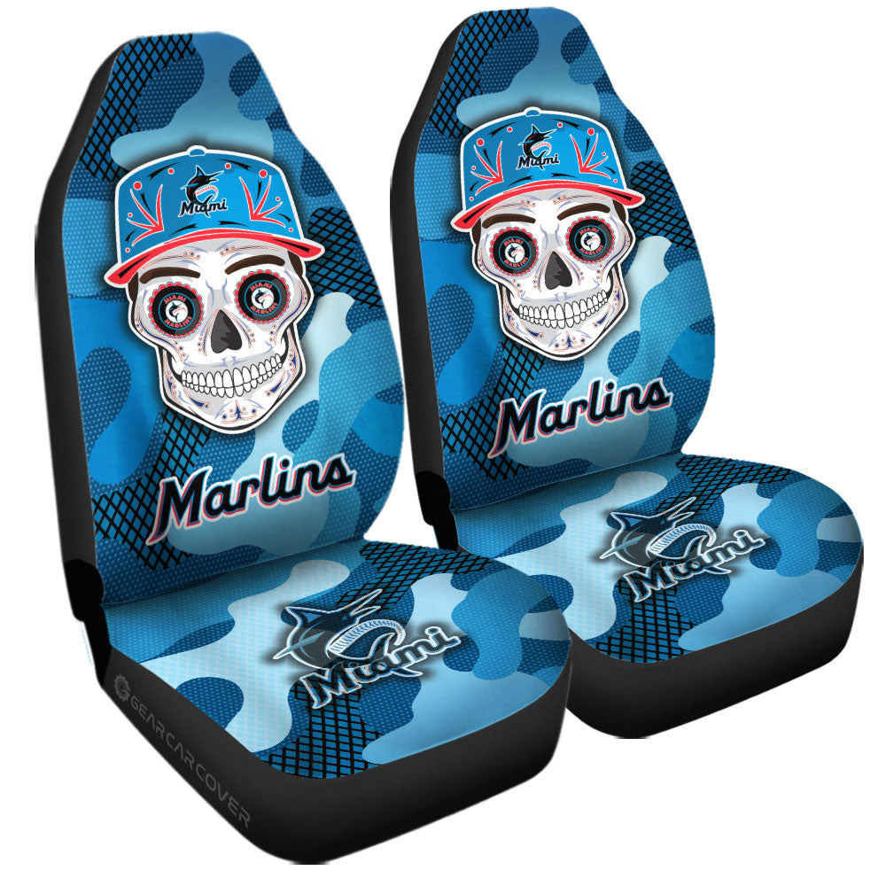 Miami Marlins Car Seat Covers Skull Theme Collection - Gearcarcover - 3