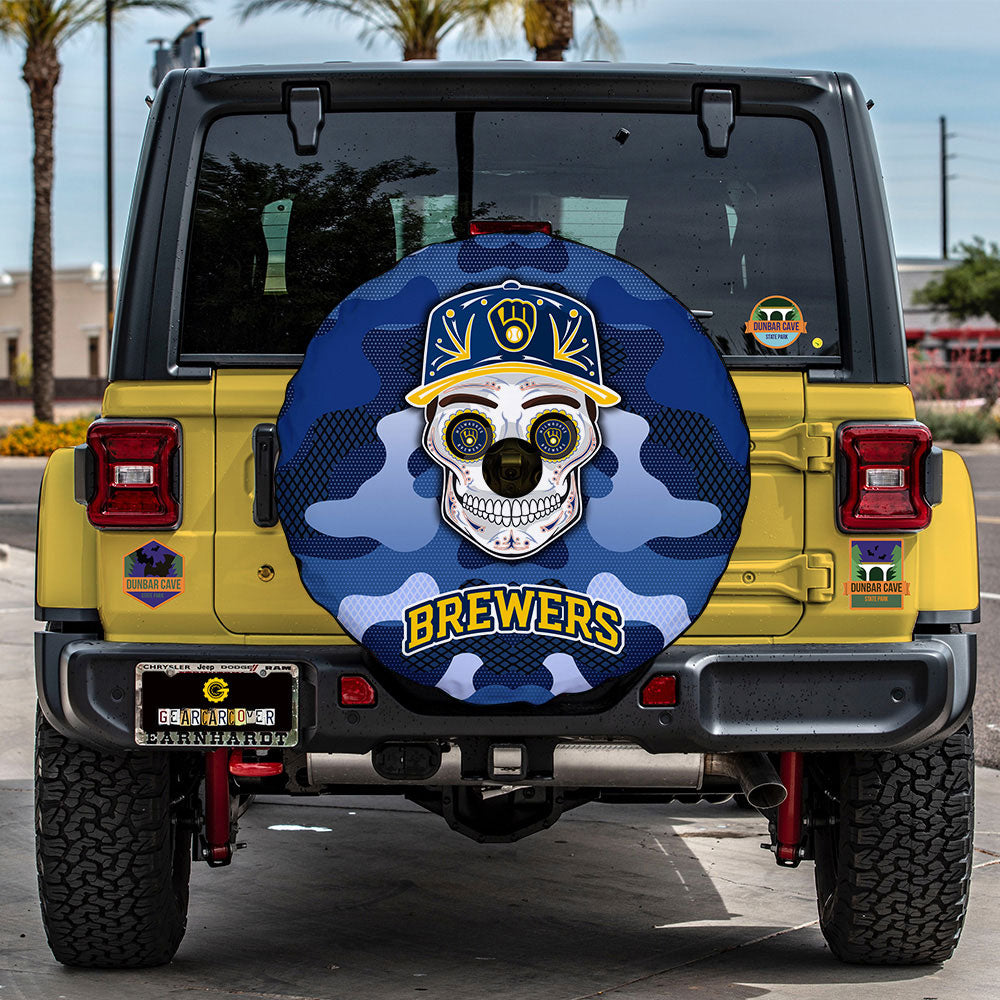 Milwaukee Brewers Spare Tire Covers Camera Hole Skull Theme Collection - Gearcarcover - 2