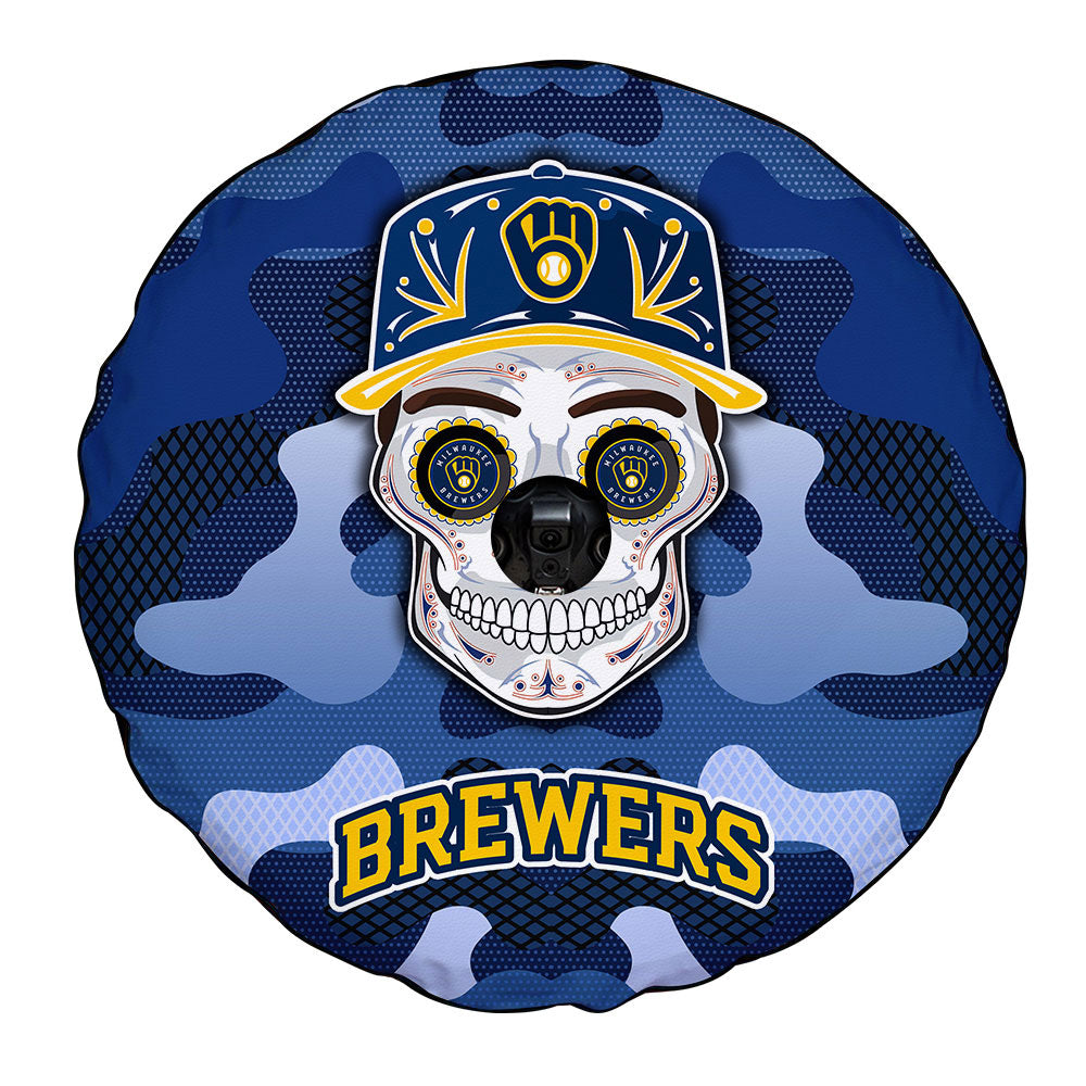 Milwaukee Brewers Spare Tire Covers Camera Hole Skull Theme Collection - Gearcarcover - 4
