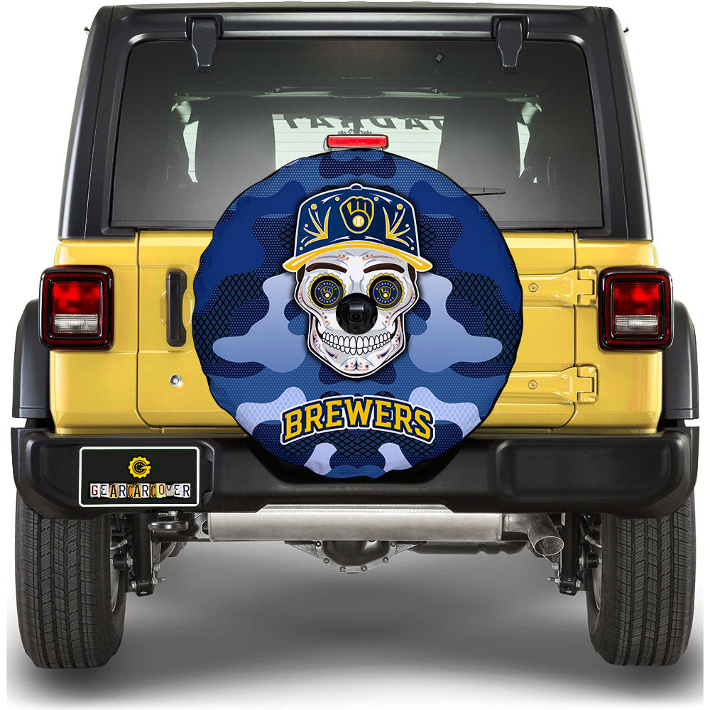Milwaukee Brewers Spare Tire Covers Camera Hole Skull Theme Collection - Gearcarcover - 1