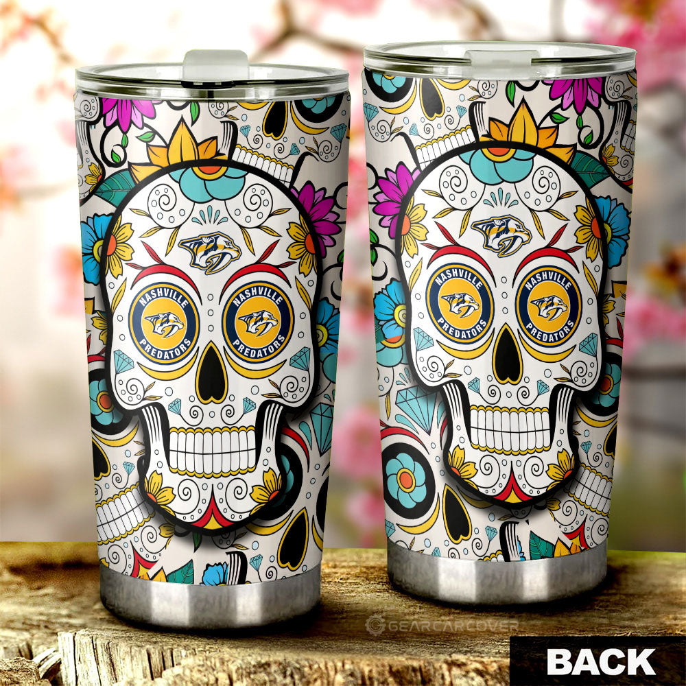 Nashville Predators Tumbler Cup Custom Sugar Skull Car Accessories - Gearcarcover - 2
