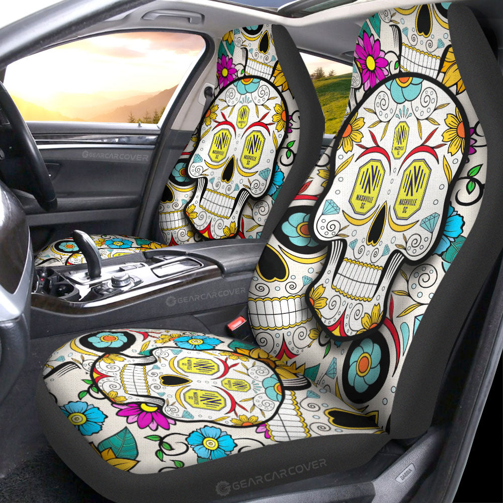 Nashville SC Car Seat Covers Custom Sugar Skull Car Accessories - Gearcarcover - 1
