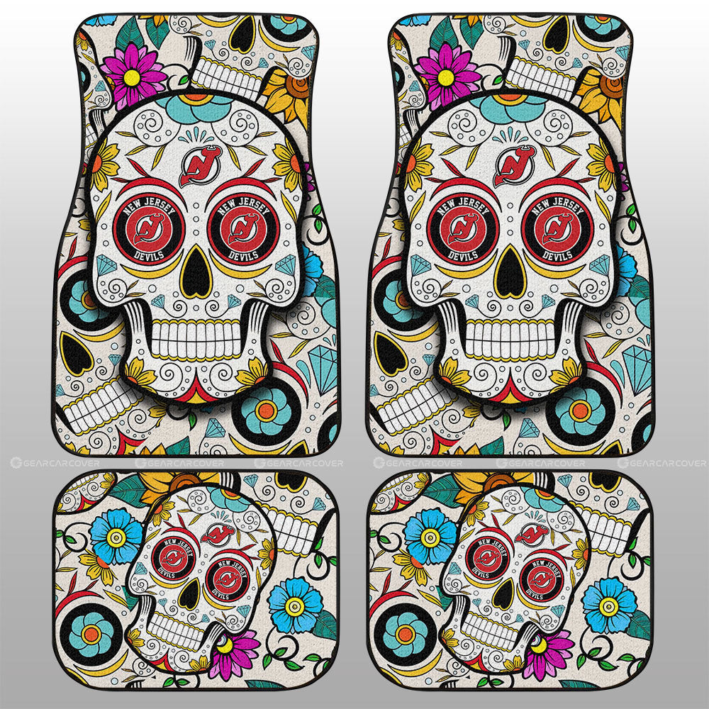 New Jersey Devils Car Floor Mats Custom Sugar Skull Car Accessories - Gearcarcover - 1