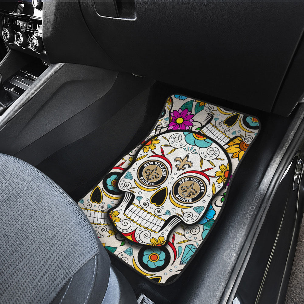 New Orleans Saints Car Floor Mats Custom Sugar Skull Car Accessories - Gearcarcover - 3