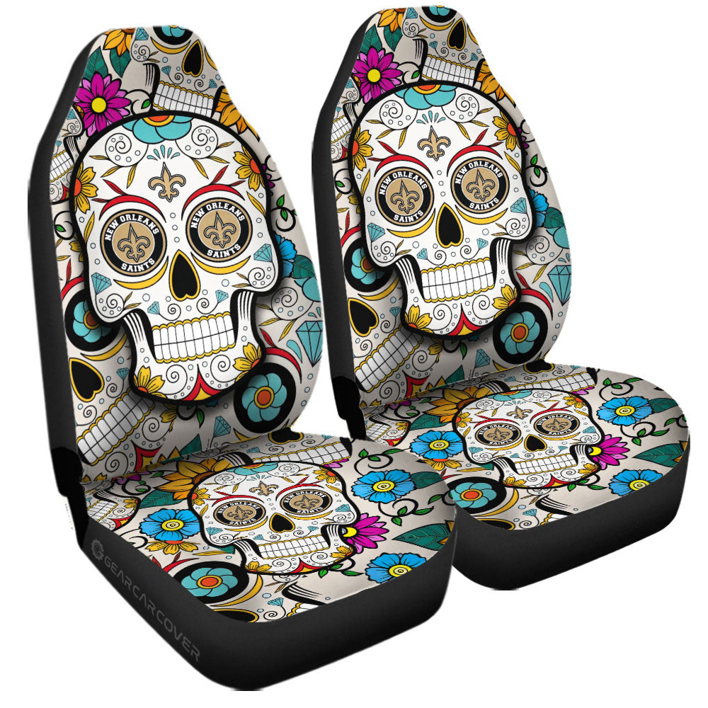 New Orleans Saints Car Seat Covers Custom Sugar Skull Car Accessories - Gearcarcover - 3