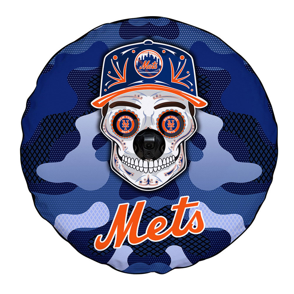 New York Mets Spare Tire Covers Camera Hole Skull Theme Collection - Gearcarcover - 4