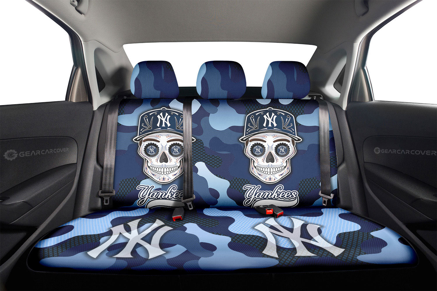 New York Yankees Car Back Seat Covers Skull Theme Collection - Gearcarcover - 2