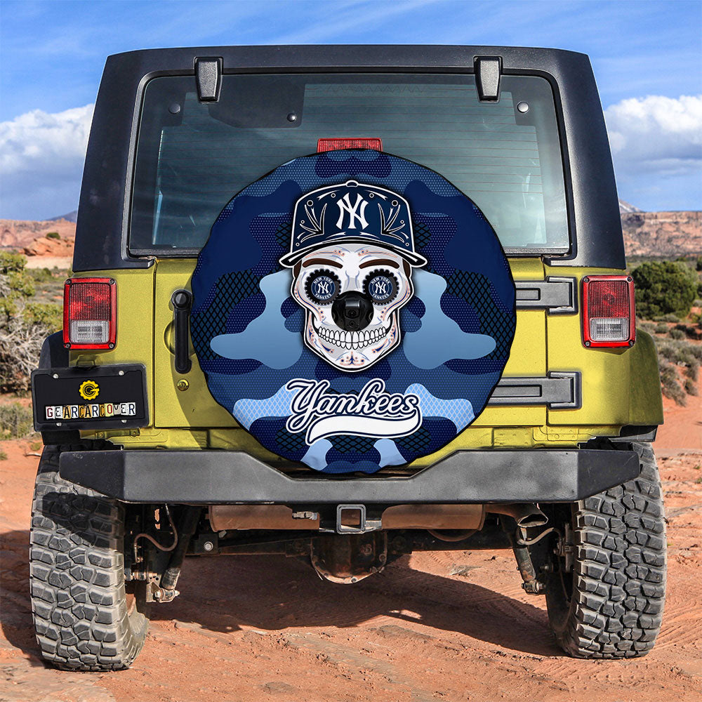 New York Yankees Spare Tire Covers Camera Hole Skull Theme Collection - Gearcarcover - 3