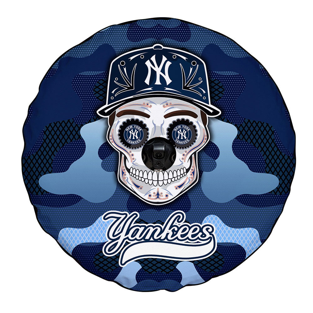 New York Yankees Spare Tire Covers Camera Hole Skull Theme Collection - Gearcarcover - 4