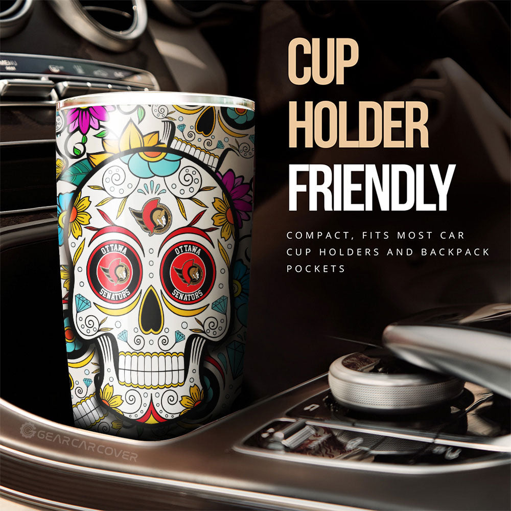 Ottawa Senators Tumbler Cup Custom Sugar Skull Car Accessories - Gearcarcover - 3