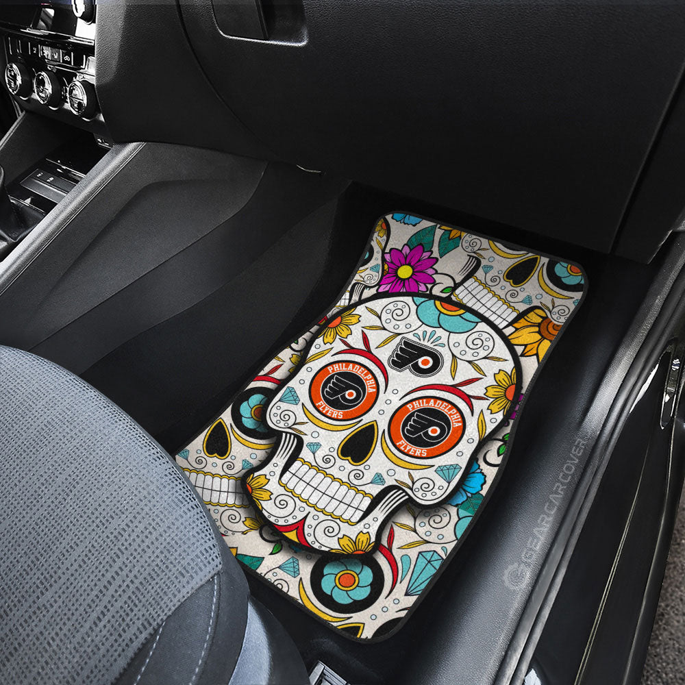 Philadelphia Flyers Car Floor Mats Custom Sugar Skull Car Accessories - Gearcarcover - 3
