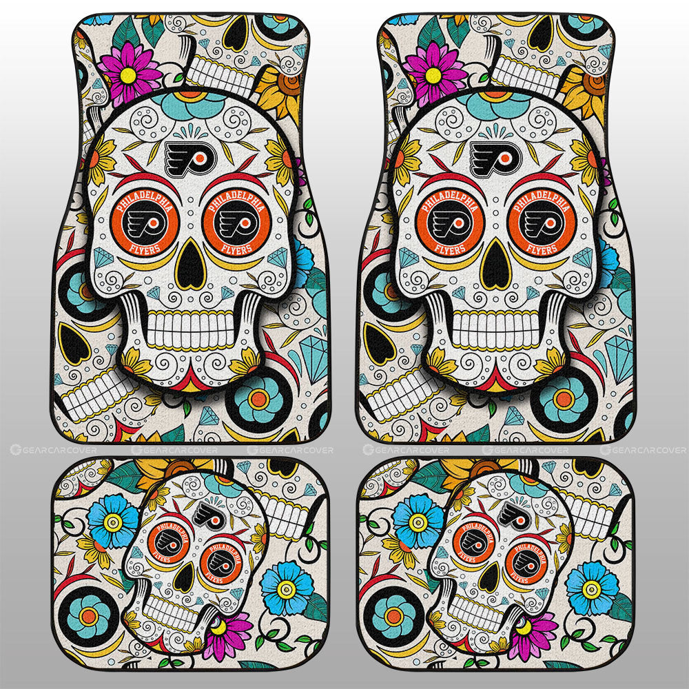 Philadelphia Flyers Car Floor Mats Custom Sugar Skull Car Accessories - Gearcarcover - 1