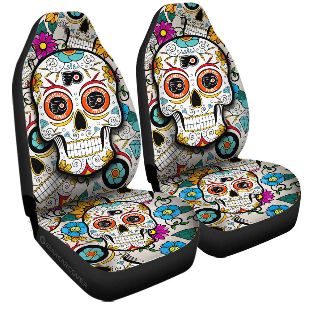 Philadelphia Flyers Car Seat Covers Custom Sugar Skull Car Accessories - Gearcarcover - 3