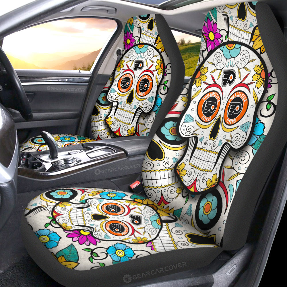 Philadelphia Flyers Car Seat Covers Custom Sugar Skull Car Accessories - Gearcarcover - 1