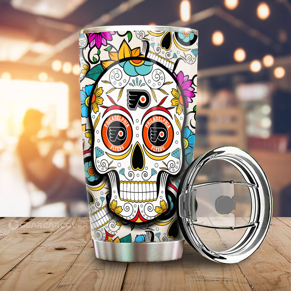 Philadelphia Flyers Tumbler Cup Custom Sugar Skull Car Accessories - Gearcarcover - 1