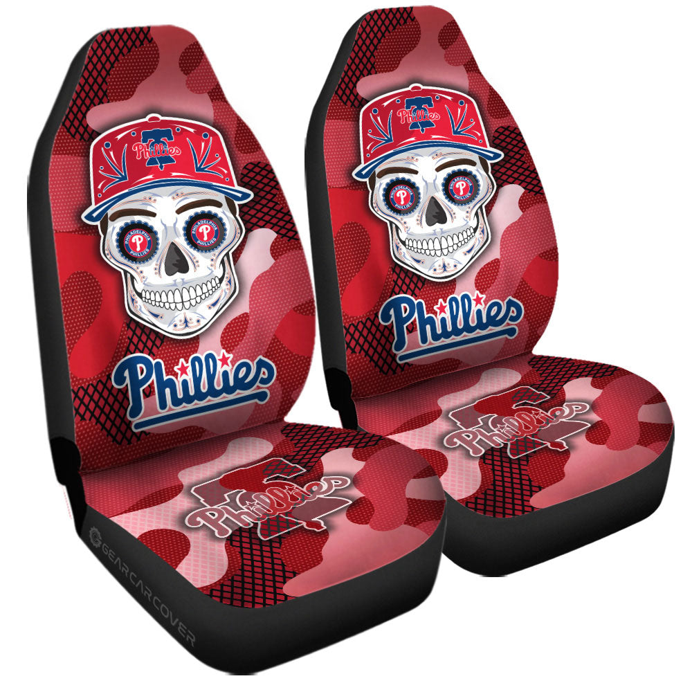 Philadelphia Phillies Car Seat Covers Skull Theme Collection - Gearcarcover - 3