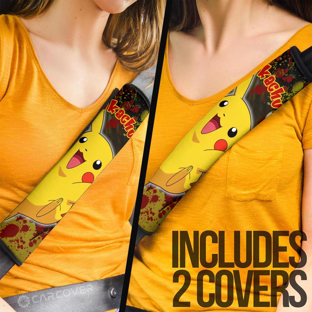 Pikachu Seat Belt Covers Custom Tie Dye Style Anime Car Accessories - Gearcarcover - 3