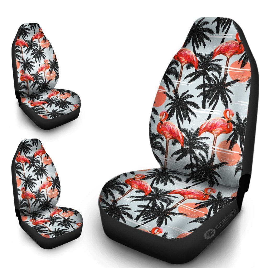 Pink Flamingo Car Seat Covers Custom Hawaiian Car Accessories - Gearcarcover - 4