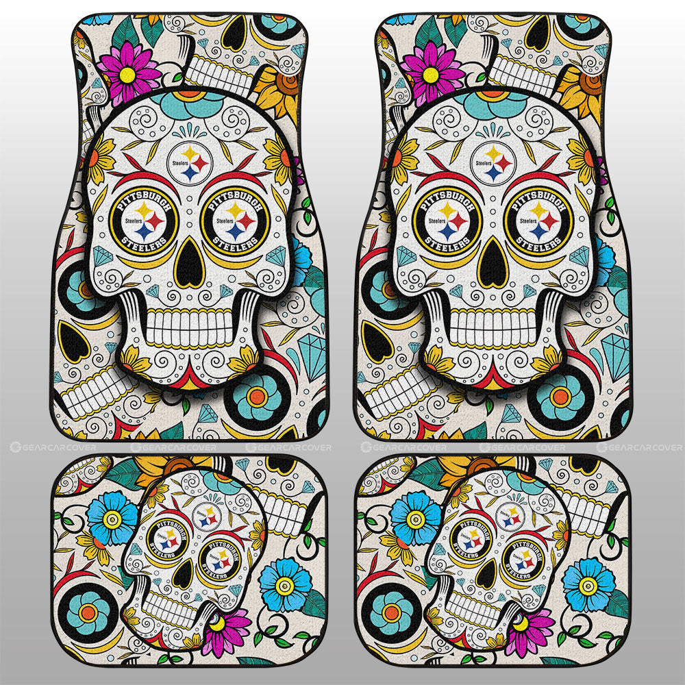 Pittsburgh Steelers Car Floor Mats Custom Sugar Skull Car Accessories - Gearcarcover - 1