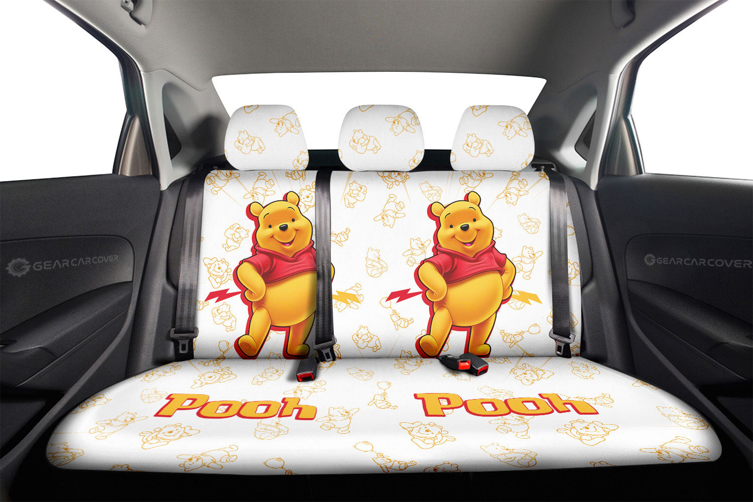 Pooh Car Back Seat Cover Custom Cartoon Car Accessories - Gearcarcover - 2