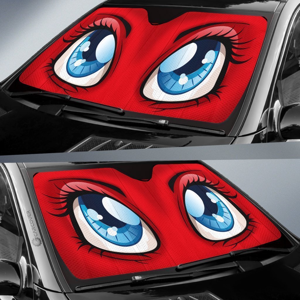 Red Cute Car Eyes Sun Shade Custom Cool Car Accessories - Gearcarcover - 2