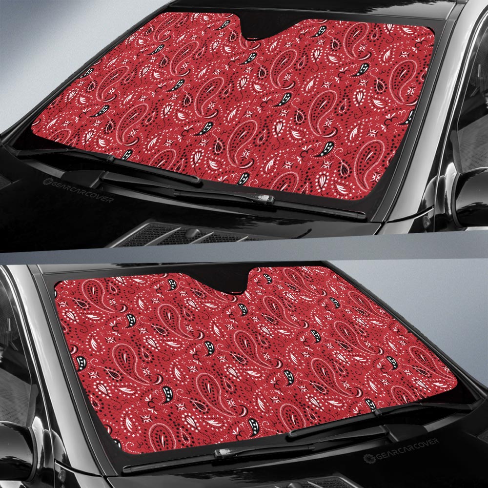 Red Paisley Pattern Car Sunshade Custom Car Accessories - Gearcarcover - 2