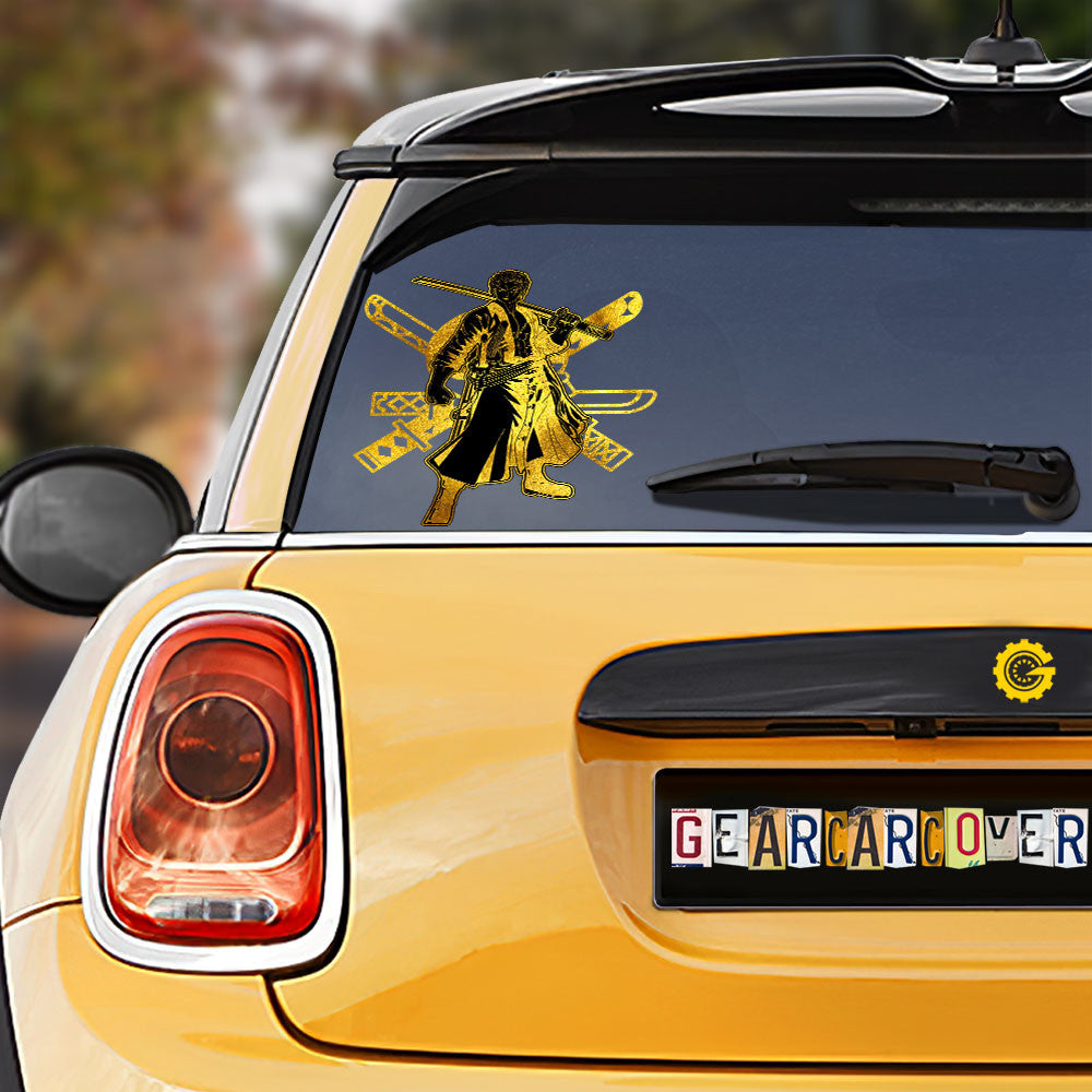 Roronoa Zoro Car Sticker Custom Gold Silhouette Style - Gearcarcover - 1