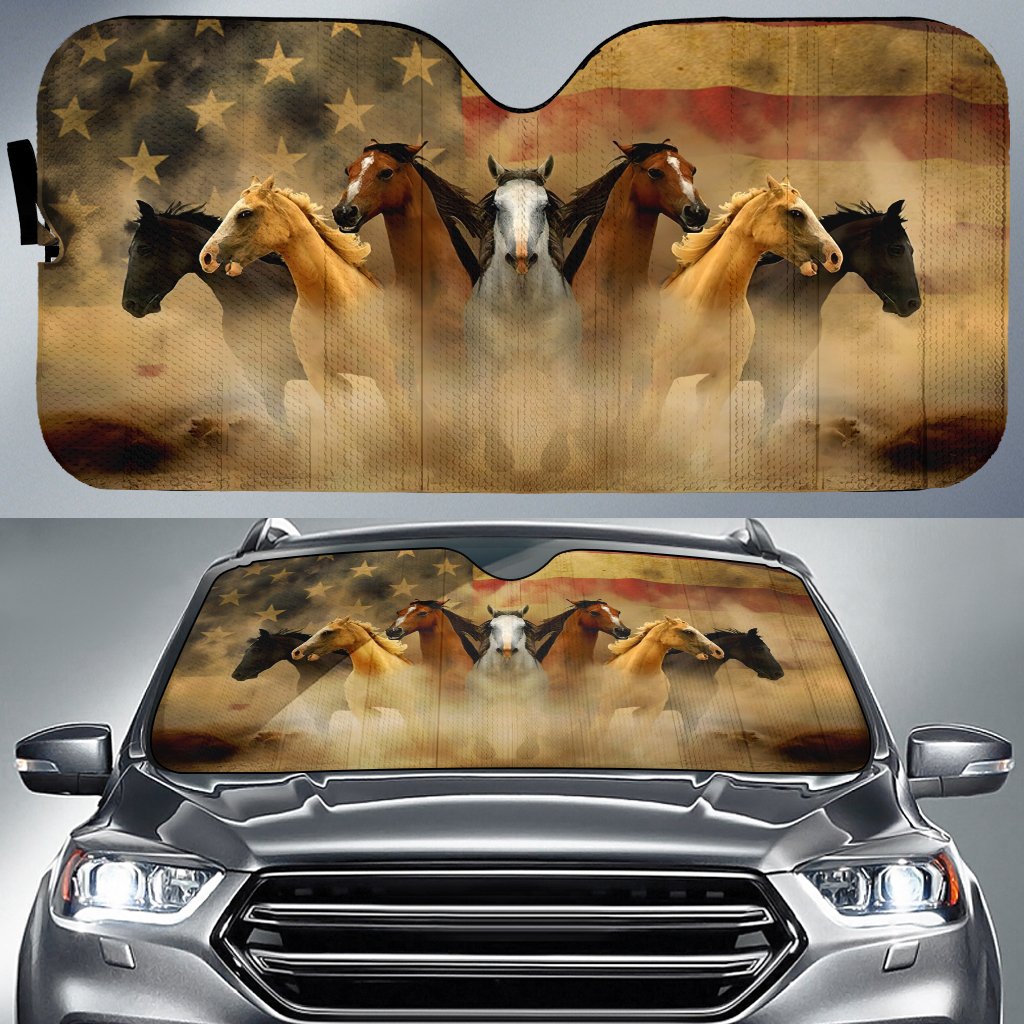 Running Horse Car Sunshade Custom Horse Car Accessories - Gearcarcover - 1