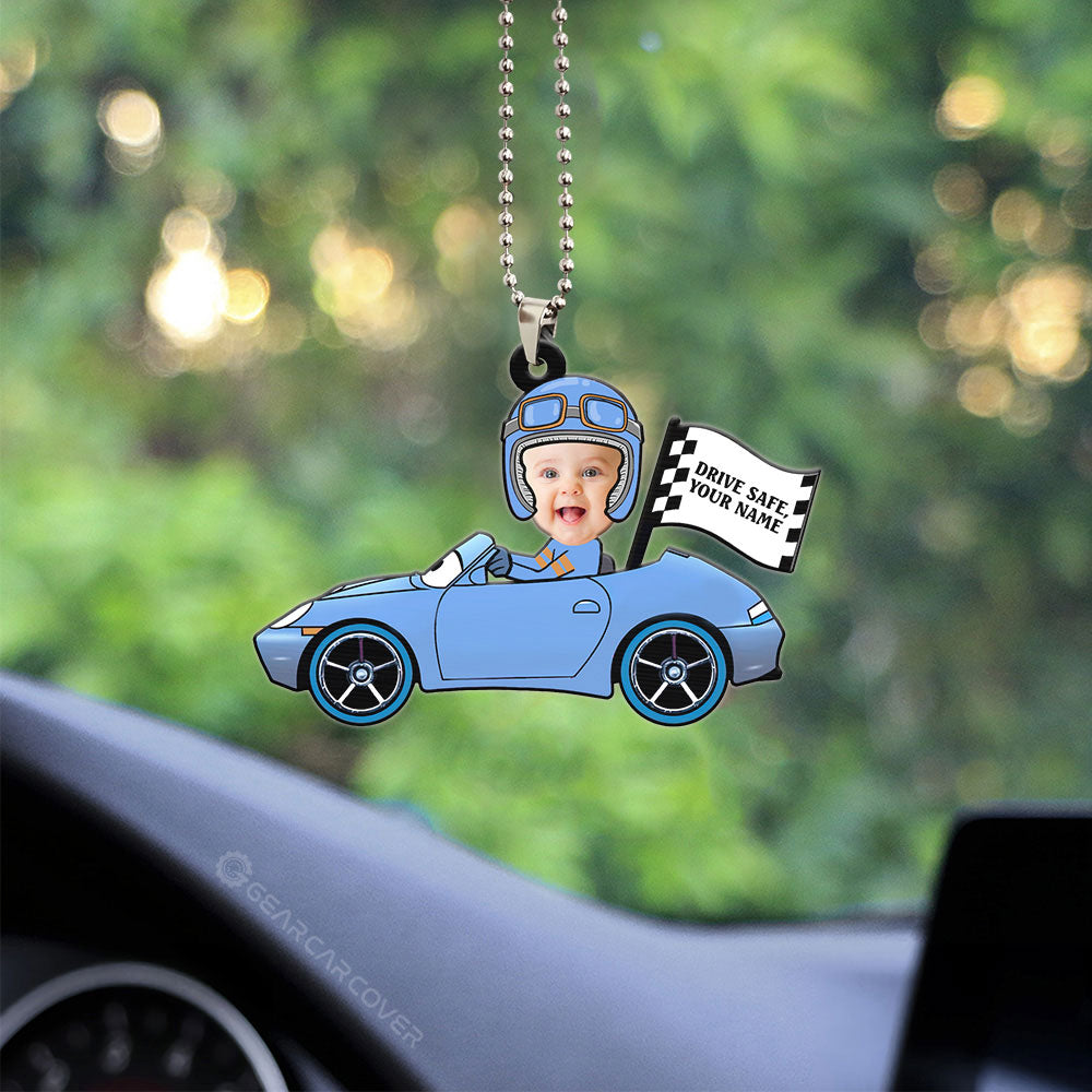 Sally Carrera Ornament Personalized Baby With Helmet Collection - Gearcarcover - 2