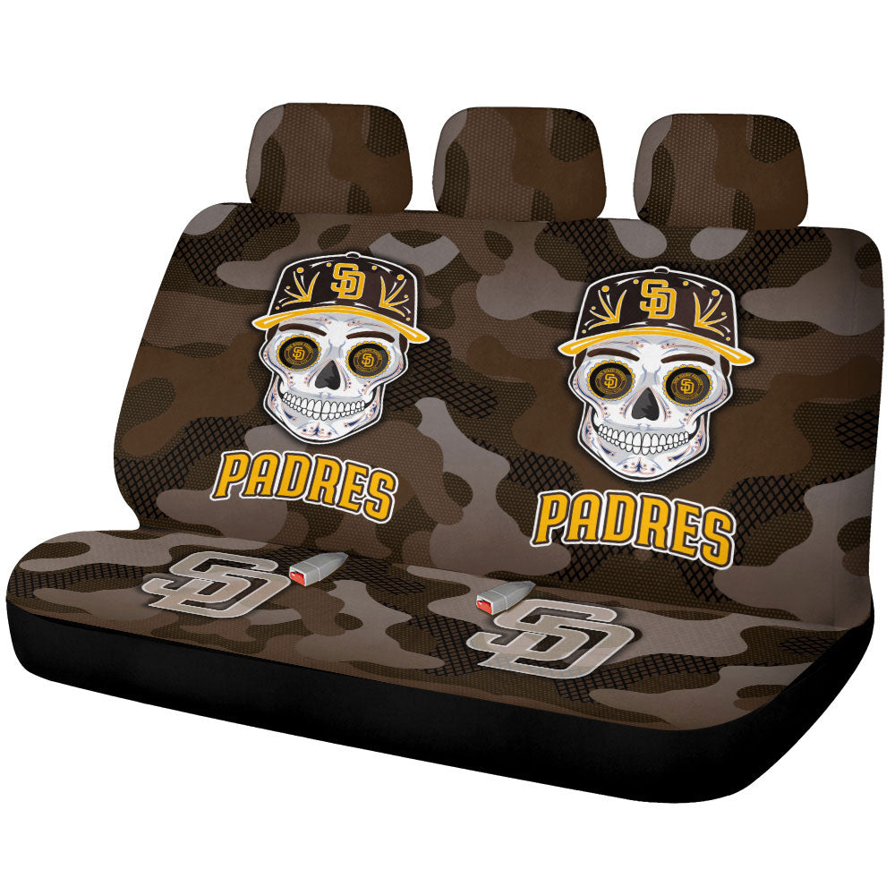 San Diego Padres Car Back Seat Covers Skull Theme Collection - Gearcarcover - 1