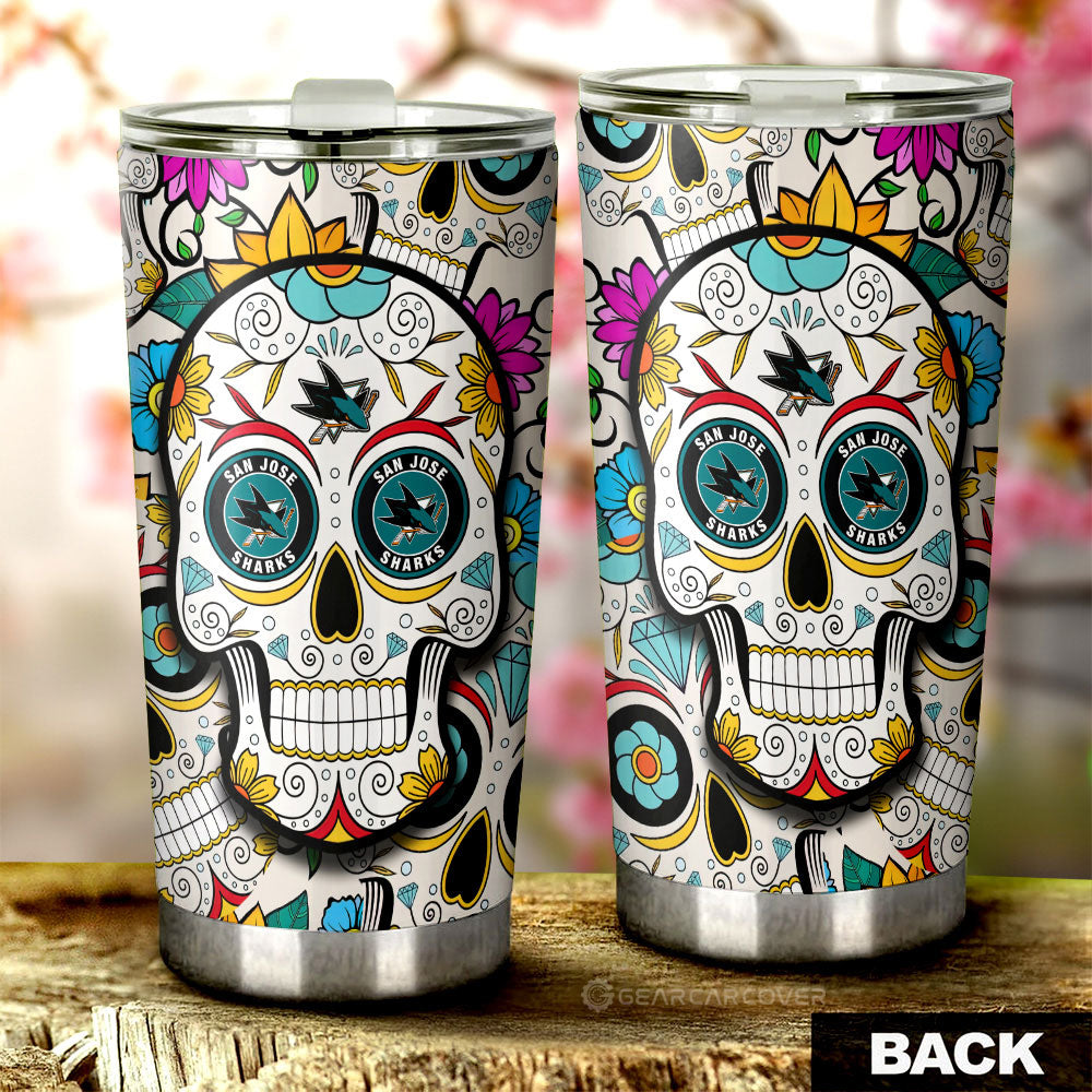 San Jose Sharks Tumbler Cup Custom Sugar Skull Car Accessories - Gearcarcover - 2