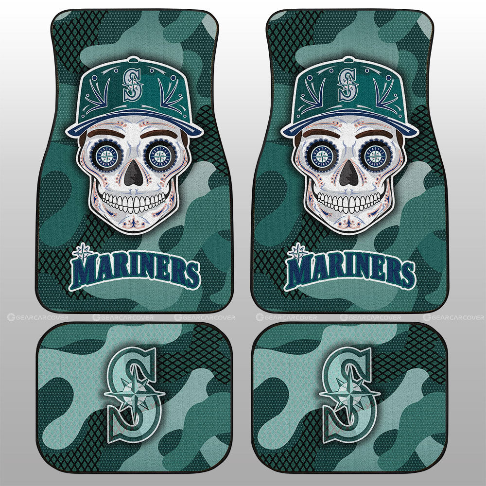 Seattle Mariners Car Floor Mats Skull Theme Collection - Gearcarcover - 1
