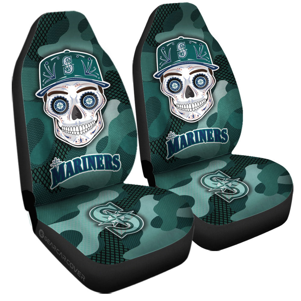 Seattle Mariners Car Seat Covers Skull Theme Collection - Gearcarcover - 3