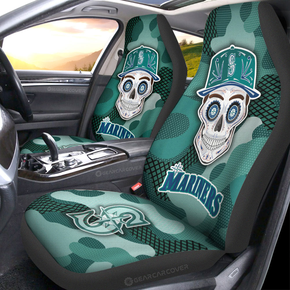 Seattle Mariners Car Seat Covers Skull Theme Collection - Gearcarcover - 1