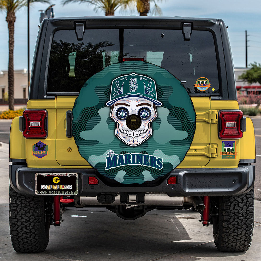 Seattle Mariners Spare Tire Covers Camera Hole Skull Theme Collection - Gearcarcover - 2