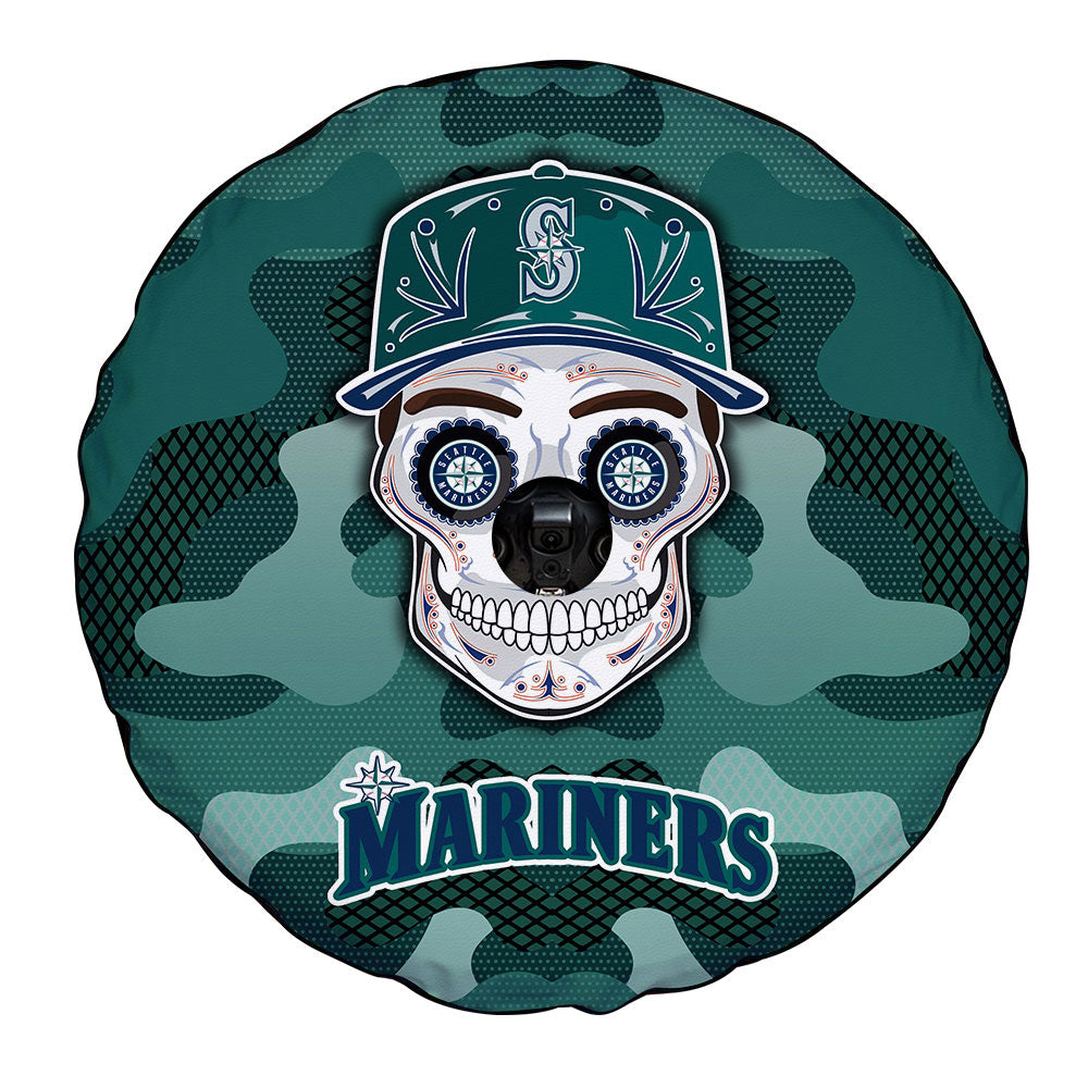 Seattle Mariners Spare Tire Covers Camera Hole Skull Theme Collection - Gearcarcover - 4