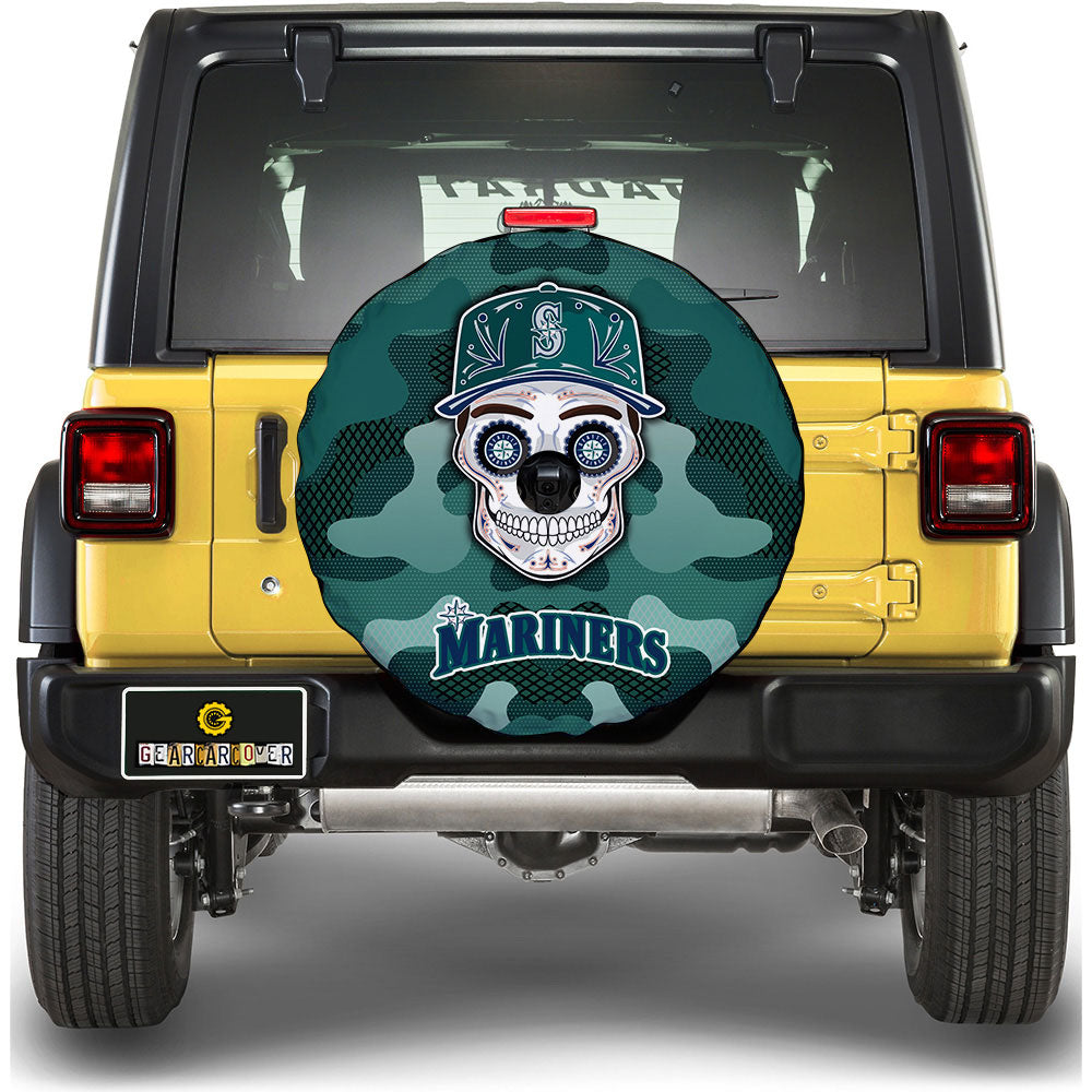 Seattle Mariners Spare Tire Covers Camera Hole Skull Theme Collection - Gearcarcover - 1