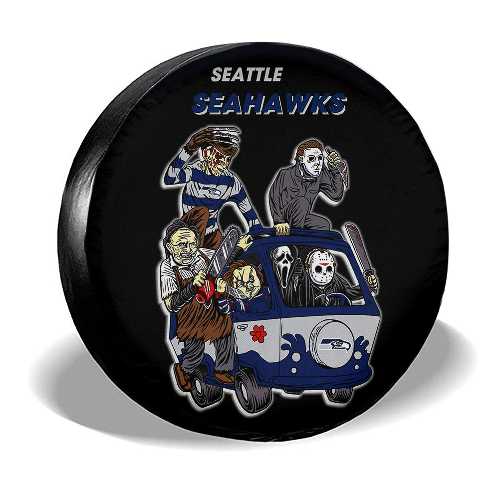 Seattle Seahawks Spare Tire Covers Horror Characters Car Accessories - Gearcarcover - 3